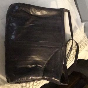 Vintage Eel skin quilted zip top cross body bag